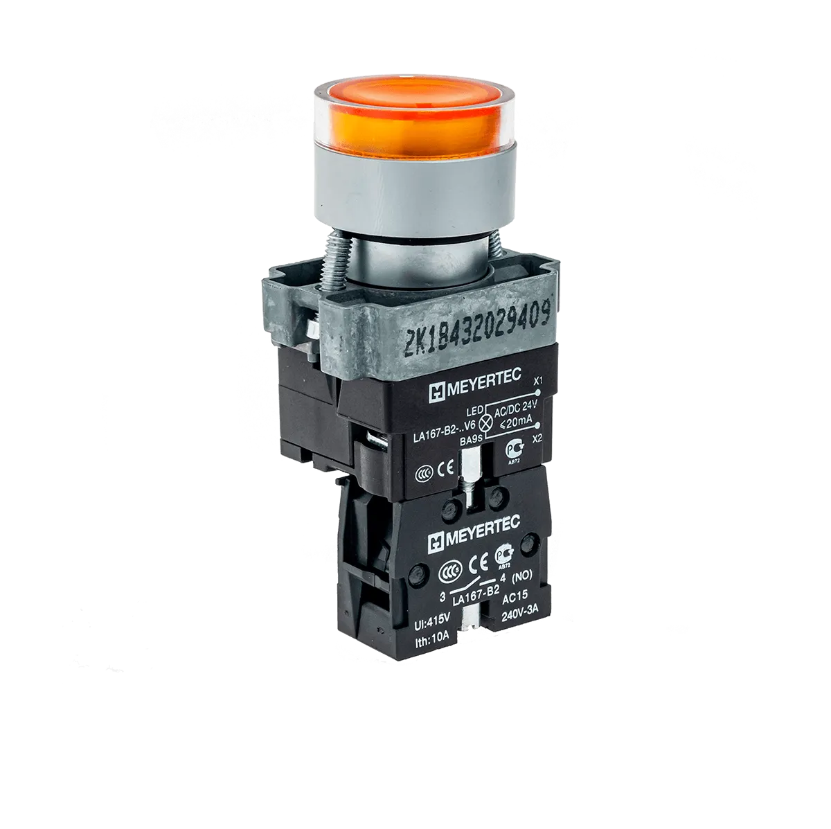 Кнопка с подсветкой желтая 24V 1NO