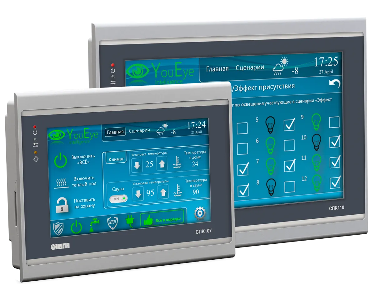 СПК107, СПК110 ОВЕН сенсорные панельные контроллеры с Ethernet