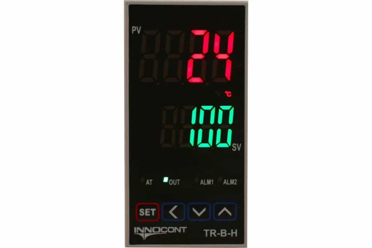 INNOCONT Температурный контроллер, 2 дисплея, 4 разряда, 48x96x62 мм, 2 аварийных выхода, 110-220VAC, выход: реле + твердотельное реле TR-B-H