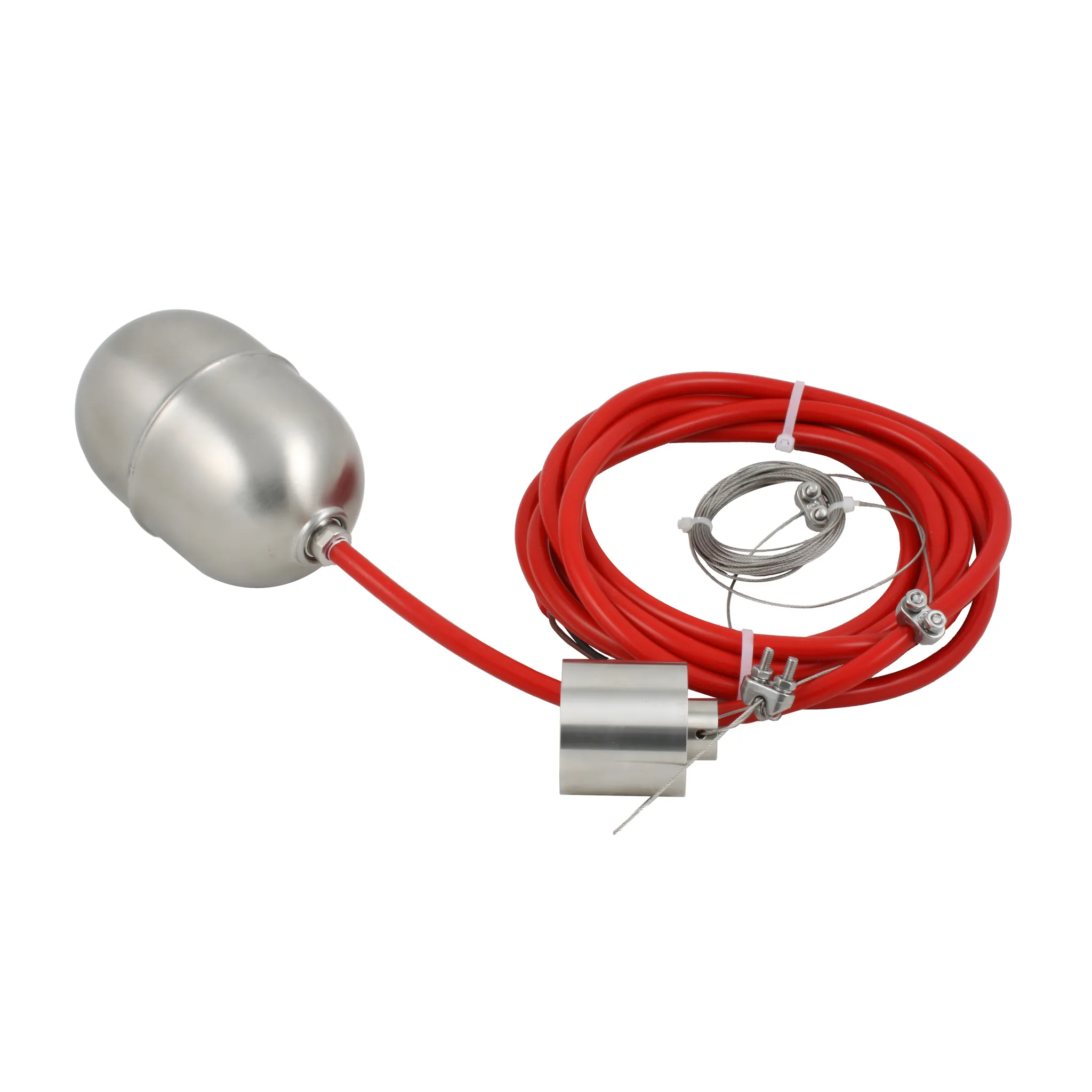 Поплавковый датчик уровня жидкости, исполнение на кабеле 10 м, -10 +180 С, поплавок- нерж. сталь, кабель- силикон