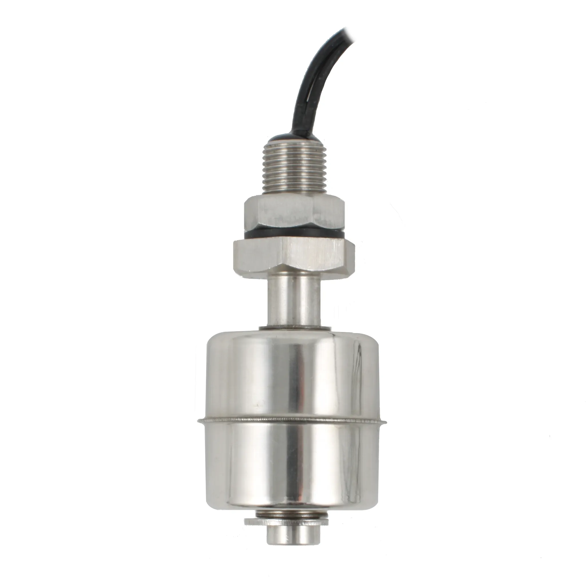 Поплавковый датчик уровня жидкости, вертикальное исполнение, -20 +120 С, соединение- резьба 1/8"PF нерж. сталь, кабель 500 мм, поплавок D=28 мм нерж. сталь