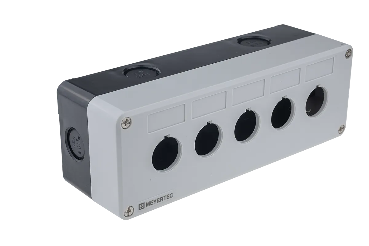 Корпус кнопочного поста, 5 отверстий, серый, IP54