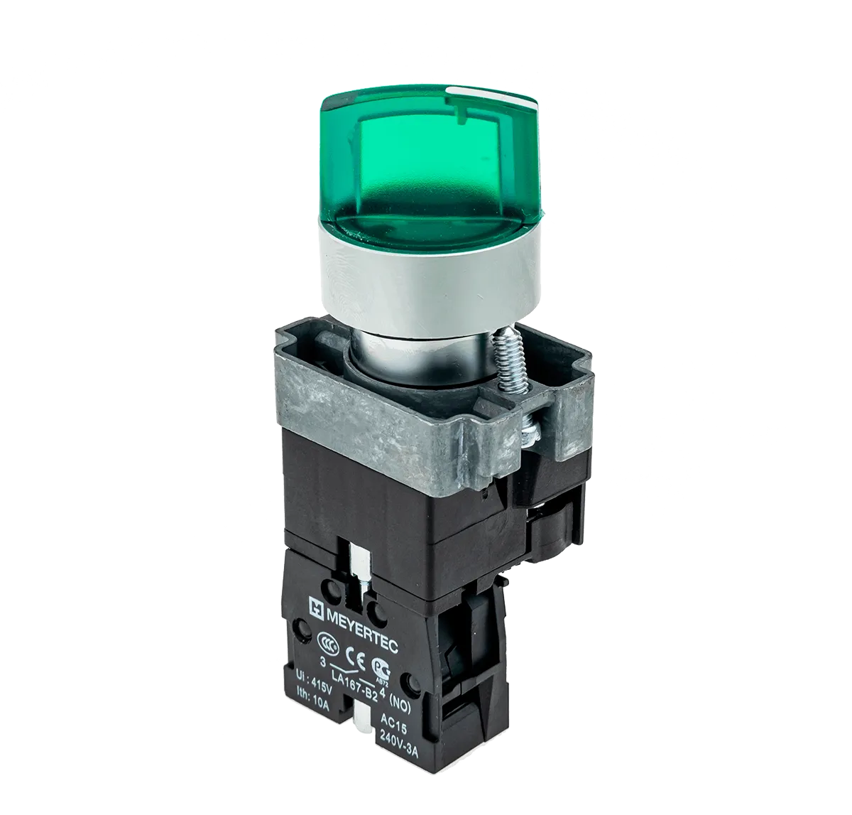 Переключатель с подсветкой, с фиксацией, 24V AC/DC, зеленый, 2 положения, 1NO