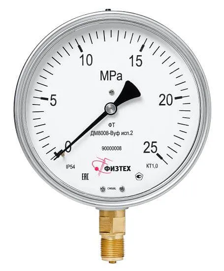 Вакуумметры, мановакуумметры, манометры виброустойчивые ДВ8008-ВУф, ДА8008-ВУф, ДМ8008-ВУф исп 2 (Диаметр: 160 мм)