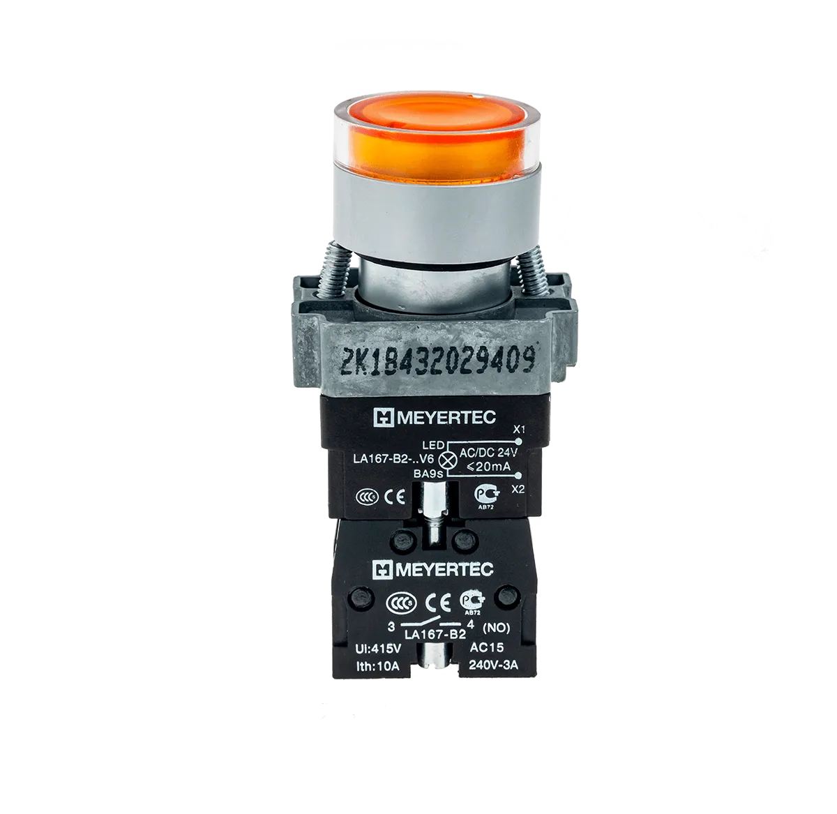 Кнопка с подсветкой желтая 24V 1NO