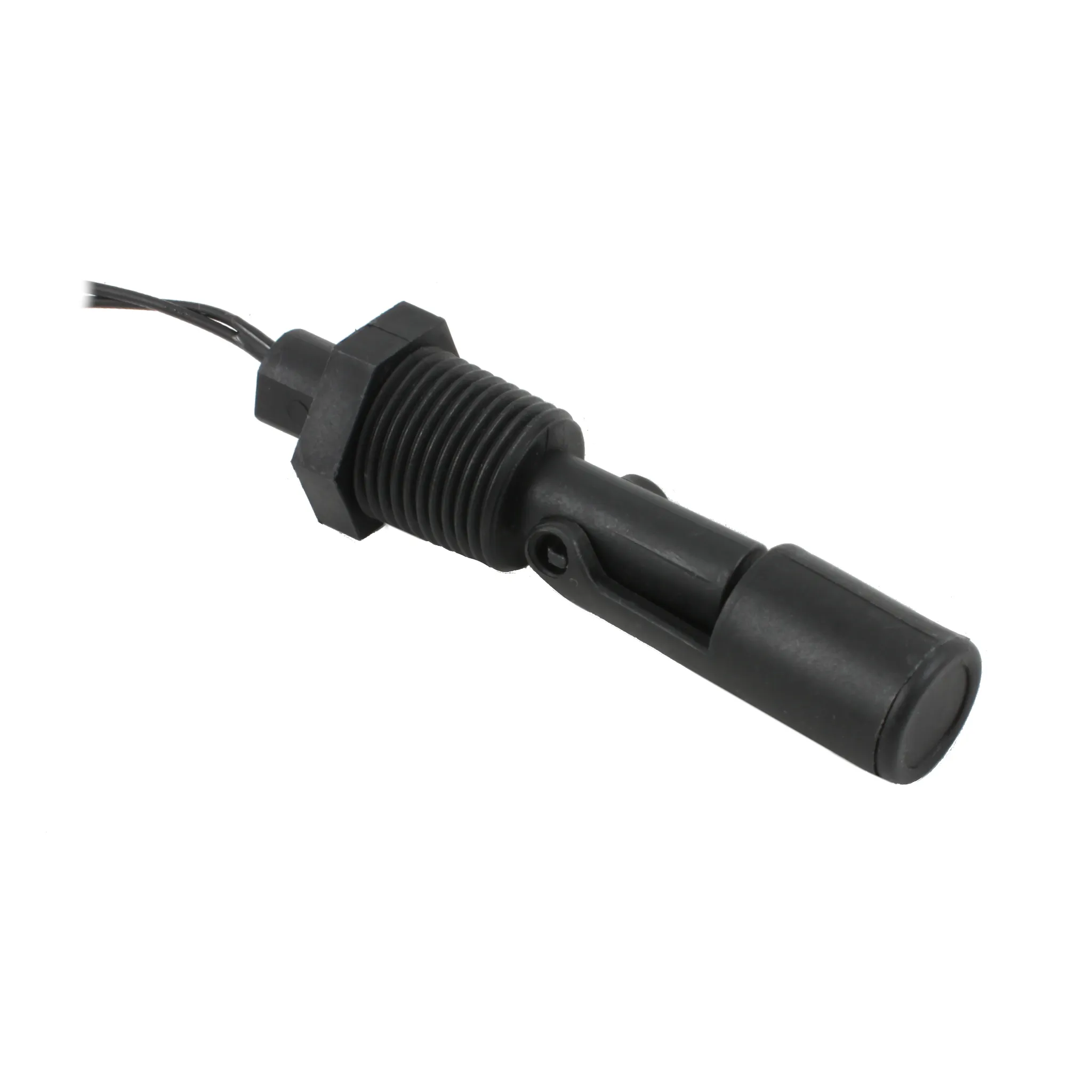 Поплавковый датчик уровня жидкости, горизонтальное исполнение, -20 +80 С, соединение- резьба 1/2"NPT полипропилен, кабель 500 мм, поплавок - полипропилен