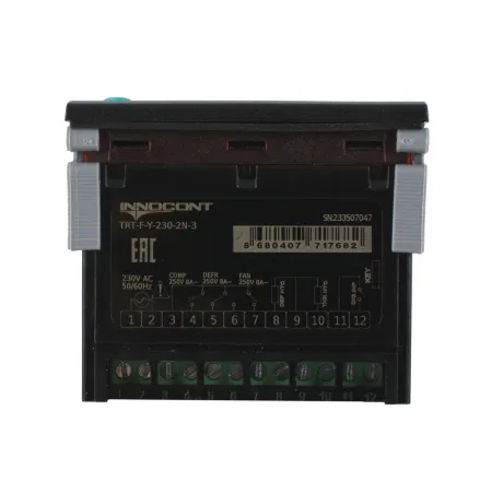Температурный контроллер для управления охлаждением/размораживанием, 4 разряда, 77х35х61 мм, NTC, выходы реле на компрессор и охладитель, ON/OFF, 230VAC, комплектный фиксатор