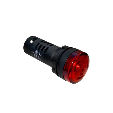 Зуммер с подсветкой, 80дБ, красный, 24V AС/DC, IP65, пластик