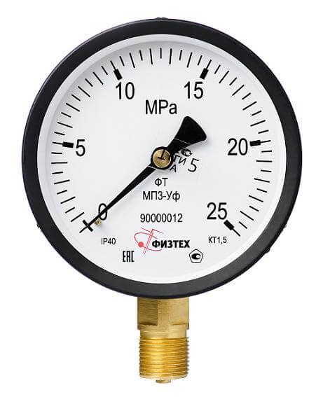 Вакуумметры, мановакуумметры, манометры общетехнические ВП3-Уф, МВП3-Уф, МП3-Уф (Диаметр: 100 мм)