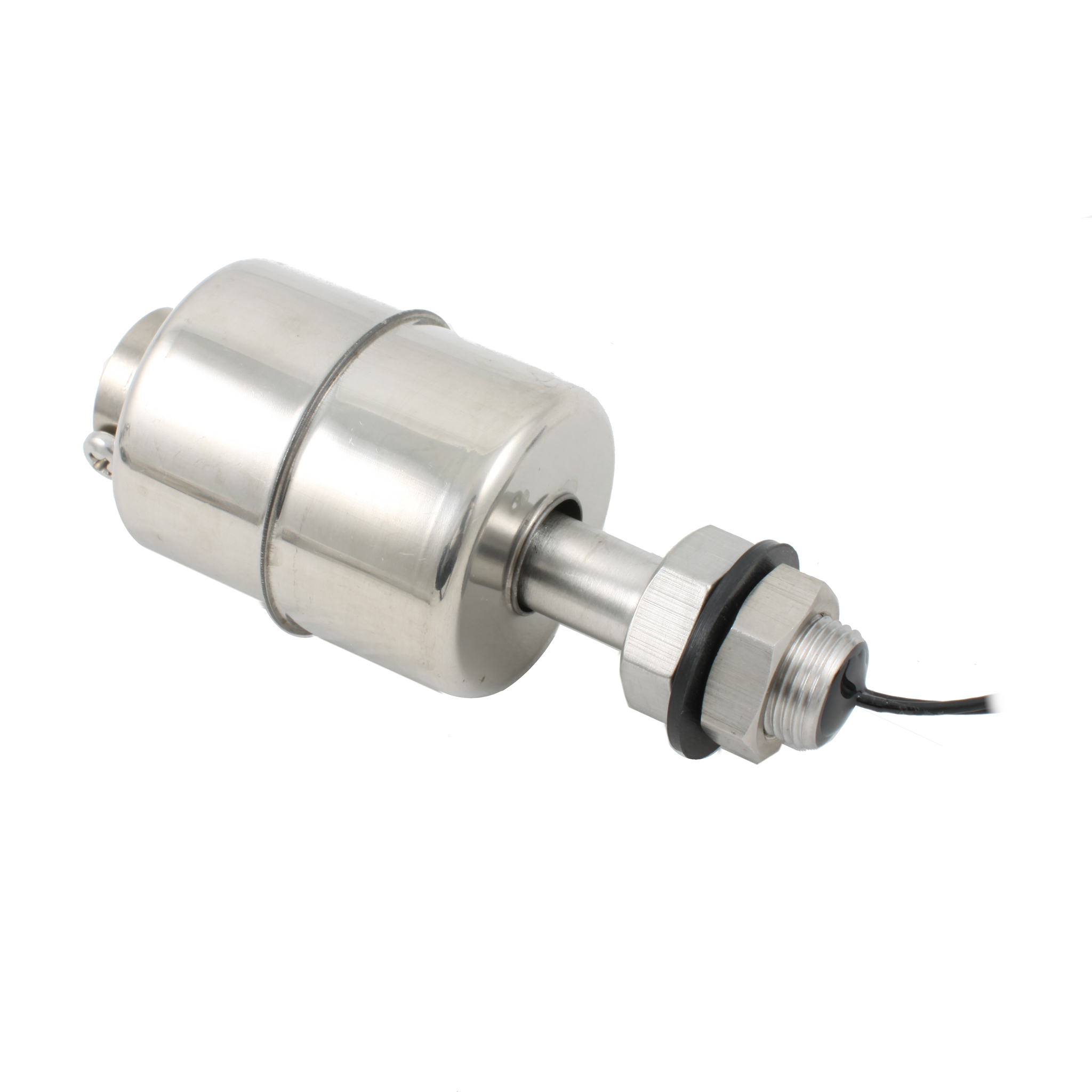 Поплавковый датчик уровня жидкости, вертикальное исполнение, -20 +120 С, соединение- резьба 3/8"PF нерж. сталь, кабель 500 мм, поплавок D=45 мм нерж. сталь