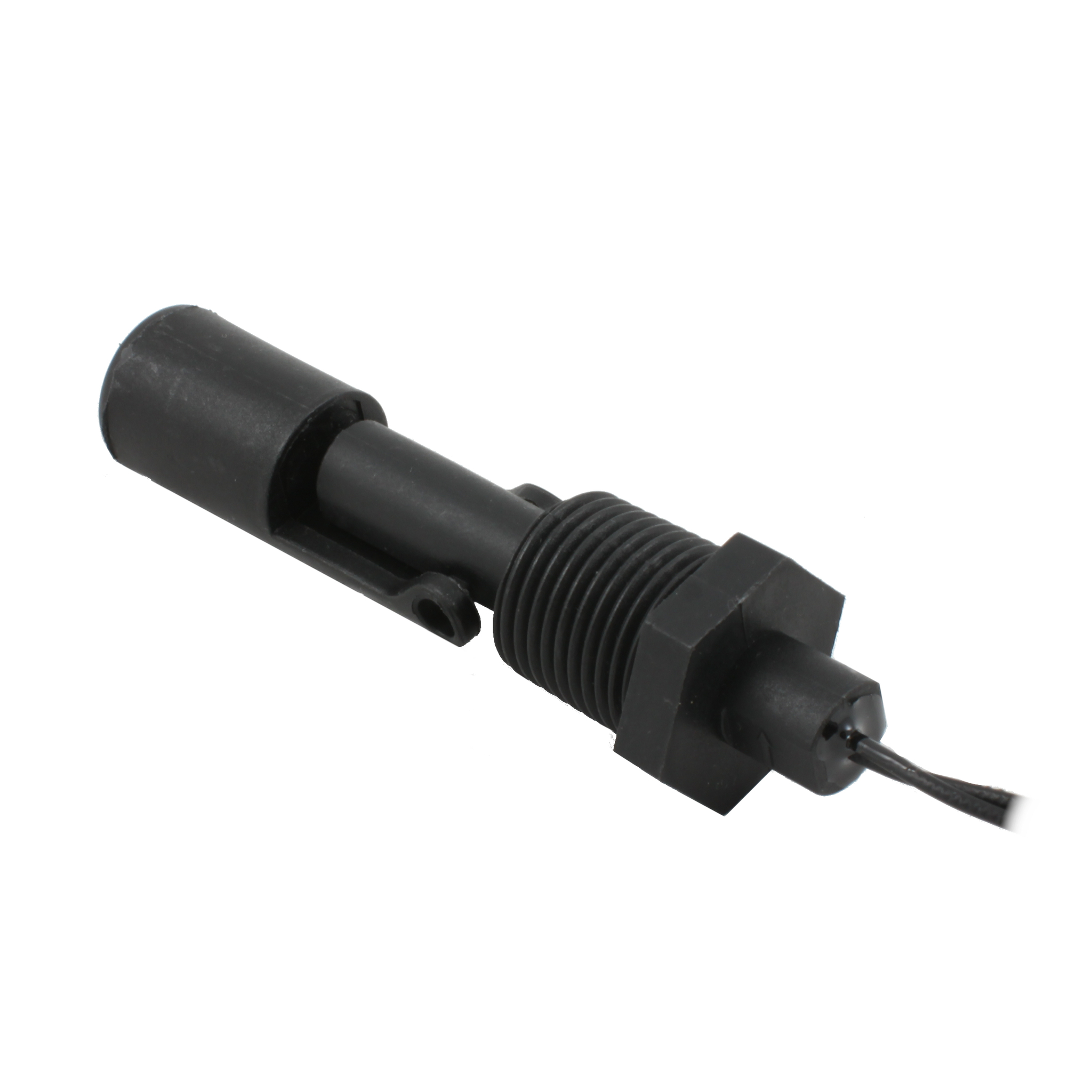 Поплавковый датчик уровня жидкости, горизонтальное исполнение, -20 +80 С, соединение- резьба 1/2"NPT полипропилен, кабель 500 мм, поплавок - полипропилен